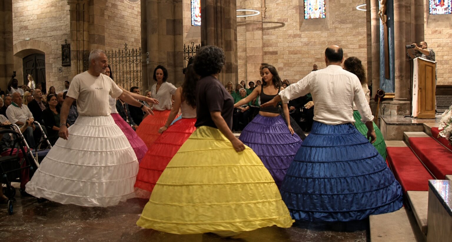 Sacerdote Niega La Asunción De La Virgen María En Misa Con Danza Arcoíris con Hombres En Falda (VIDEO)
